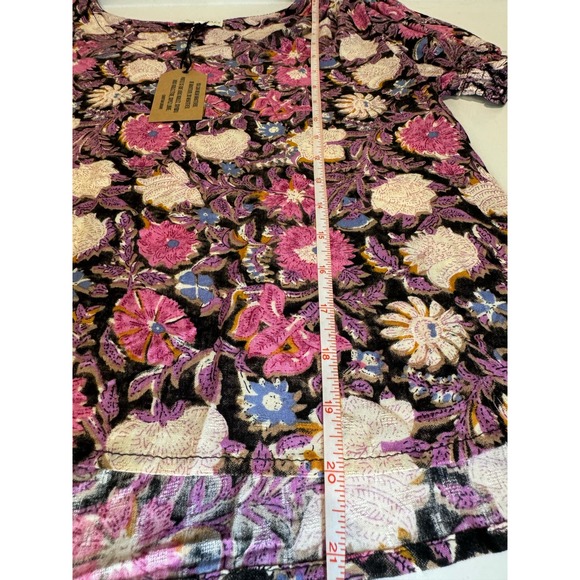 NWT Cynthia Rowley Floral Ruched Short-Sleeve Blouse‎ Size Small - Picture 4 of 8
